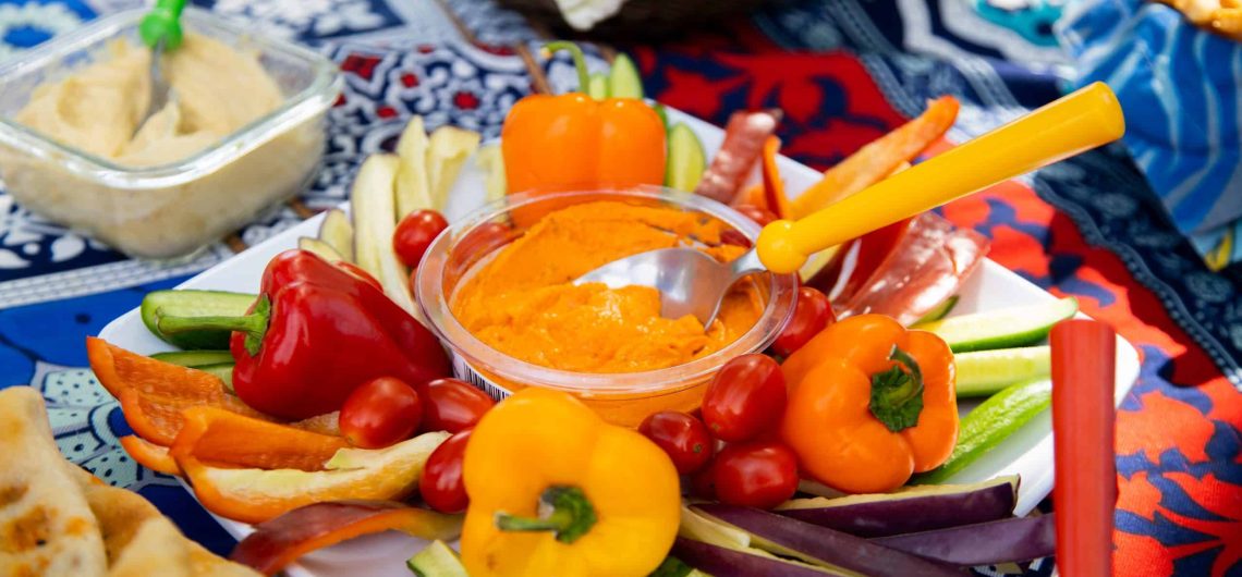 what to expect: Colourful, fresh, organic alfresco picnic lunch spread