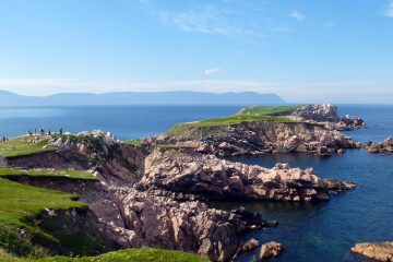 Beautiful little rocky islands of White Point Hiking Trail on our Cape Breton Island Hike.