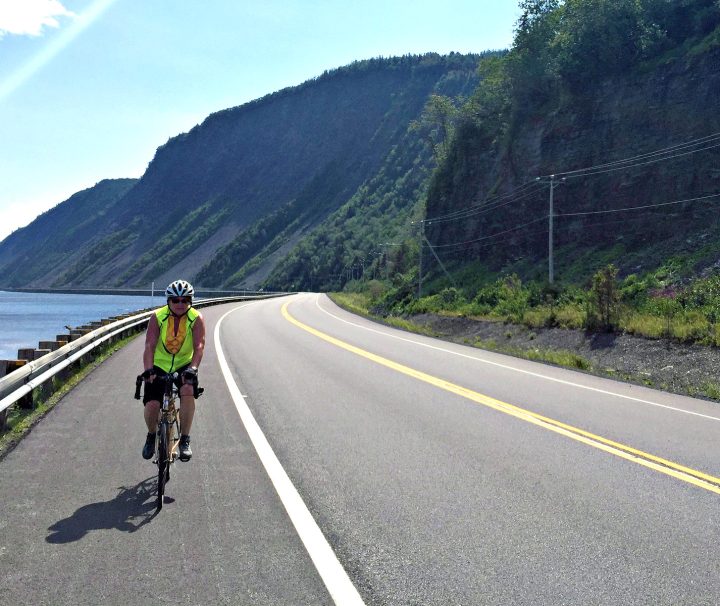 Cycling on the Route Verte roads and trails around the sea cliffs of the St. Lawrence River and the shores of the Gaspé Peninsula Bike with Freewheeling Adventures.