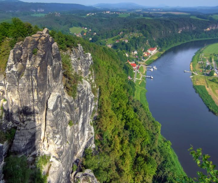 Easy downstream cycling along the Elbe River with varying terrain of hills and valleys on the Elbe River Bike with Freewheeling Adventures.