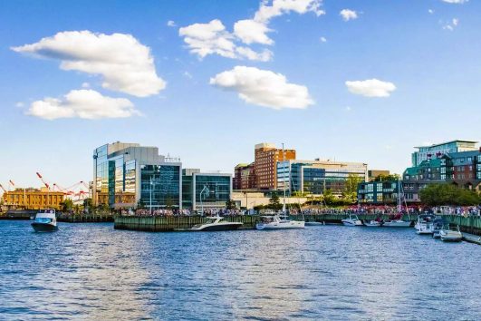 This is a view of the Halifax Waterfront in Halifax, Nova Scotia